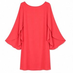 Milly Silk Blend Shift Dress‎ Coral Bell Sleeve Mini Size 4 NWT